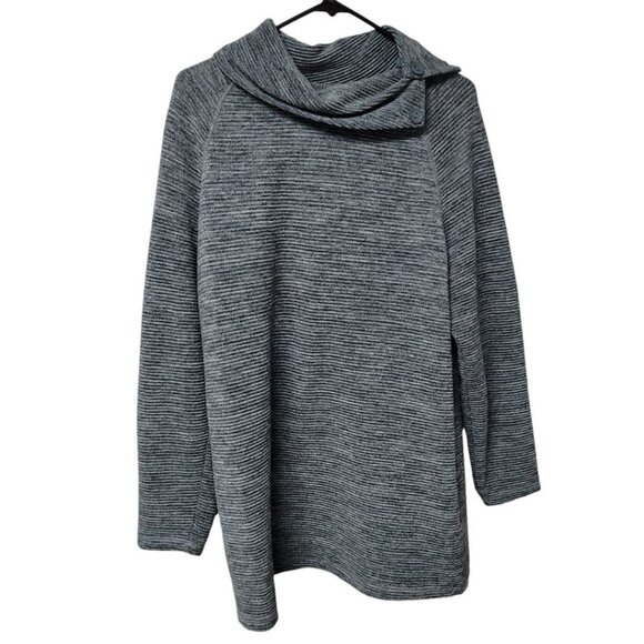 CJ Banks Sweater Cowl Neck Womens Size X Fall Cozy Gray Black - Picture 7 of 7